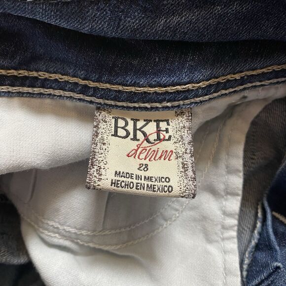 BKE 28 Harper Jeans Dark Wash Blue Denim Cropped Straight Western Cowgirl Rock - Picture 8 of 16